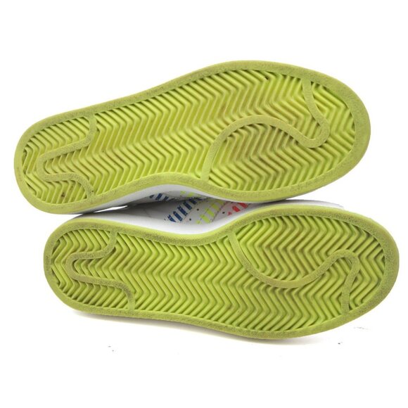 Adidas Superstar Leather Sneakers Running Shoes Neon Stripes Yellow Blue Red - Picture 7 of 12